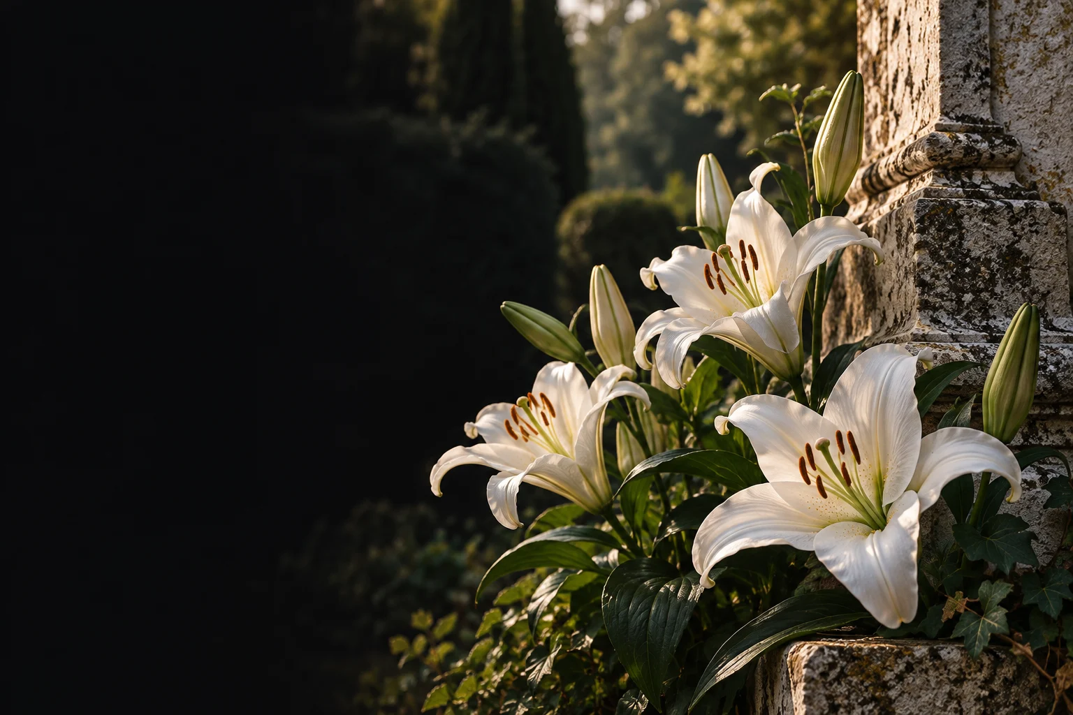 White lilies, conceptual botanical imagery