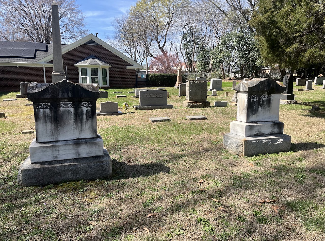Headstones on the grounds of Pittsboro Presbyterian Church